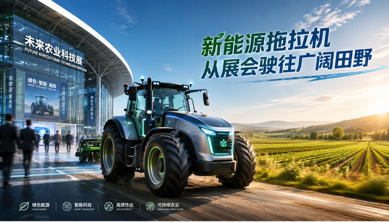 New energy tractor drives from exhibition to vast fields